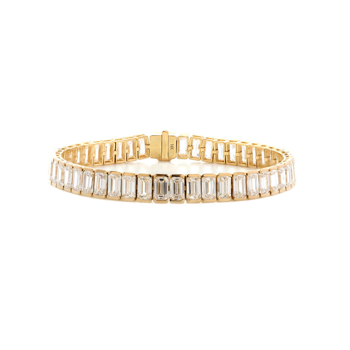 Emerald Cut Lab Diamond Half - Bezel Basket Tennis Bracelet with Box Clasp - FIORESE JEWELRY