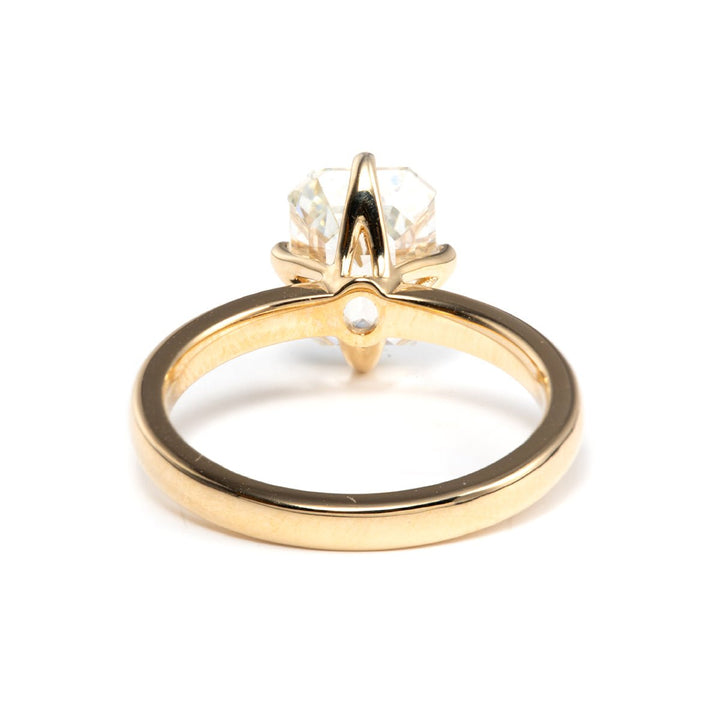 Emerald - Cut Lab Diamond Solitaire Ring with 4 - Claw Compass Tulip Setting - FIORESE JEWELRY