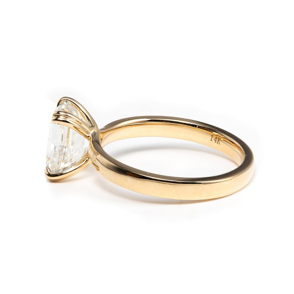 Emerald - Cut Lab Diamond Vintage Solitaire Ring with Double - Prong Interwoven Setting - FIORESE JEWELRY