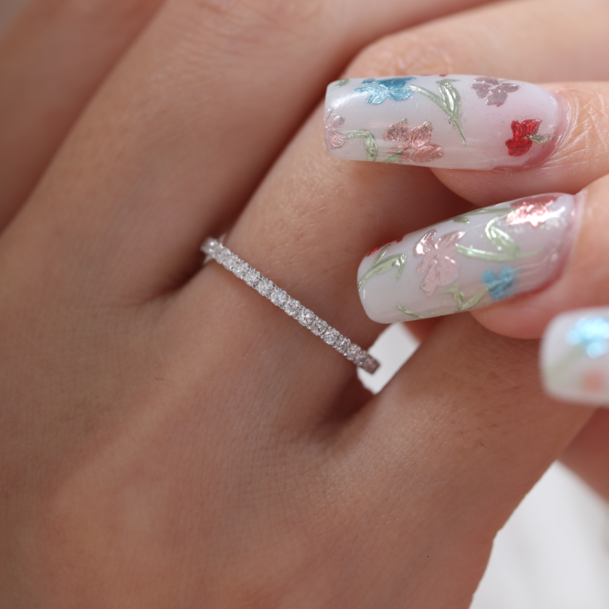 1.3mm Round Cut Lab Diamond Thin Eternity Ring