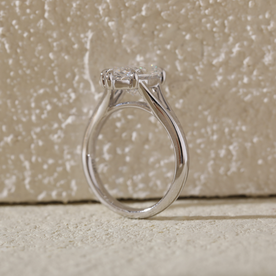 Marquise-Cut Lab Diamond Solitaire Ring with Floating Head and Split Band
