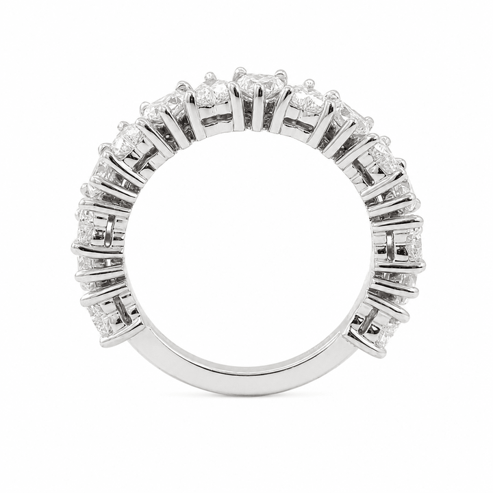 Heart-Shaped Lab Diamond 3/4 Eternity Ring with Three-Claw Basket Setting - FIORESE JEWELRY