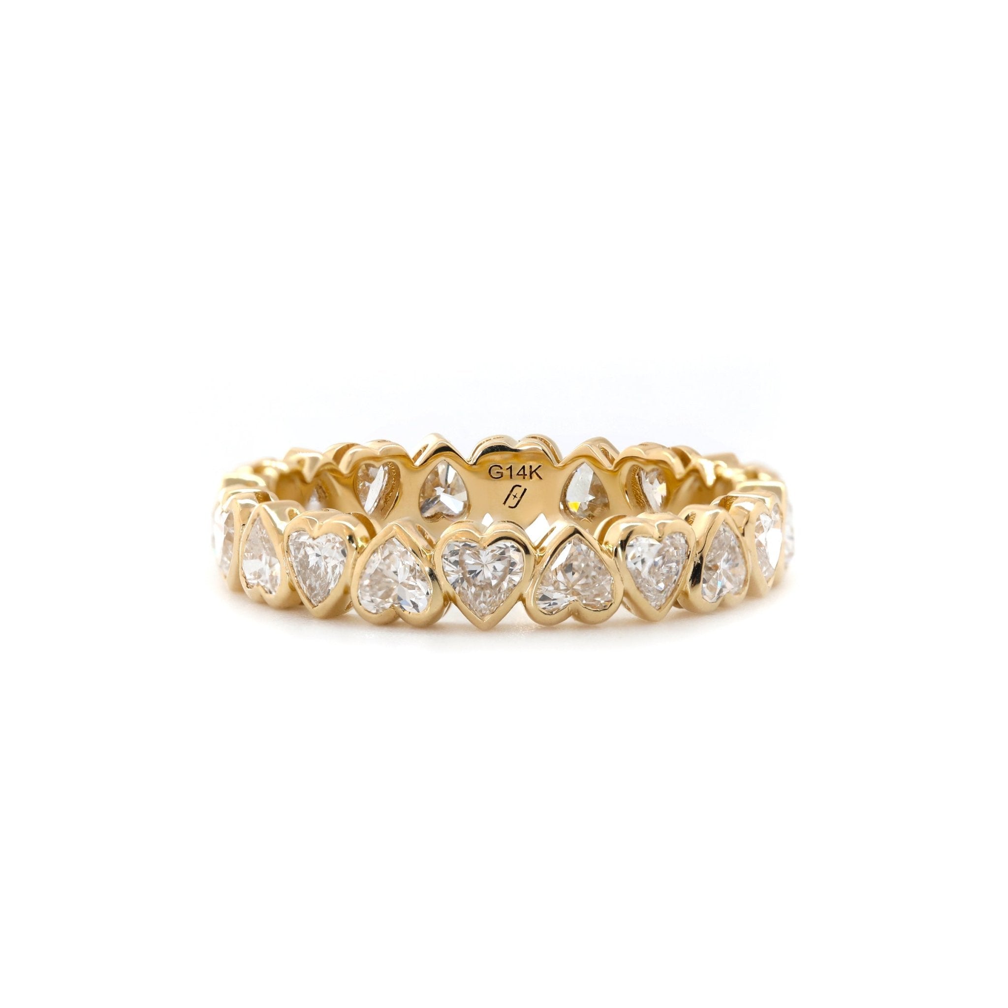 Heart - Shaped Lab Diamond Eternity Ring with Bezel Basket - FIORESE JEWELRY