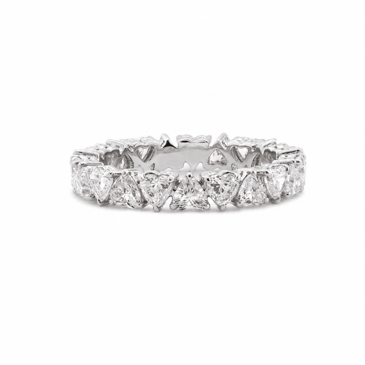 Heart - Shaped Lab Diamond Eternity Ring with Three - Claw Basket Setting - FIORESE JEWELRY