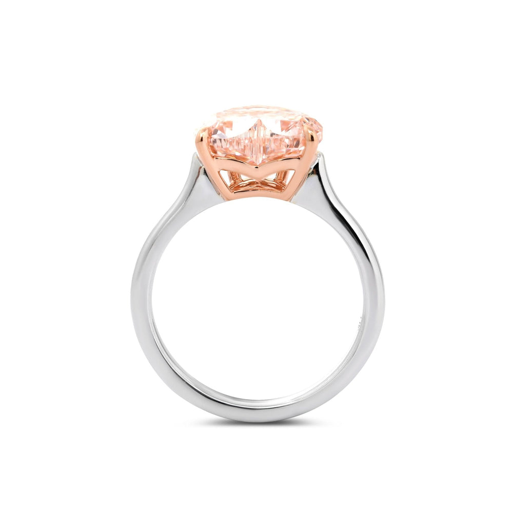 Heart - Shaped Pink Lab Diamond 4 Claw Prongs Basket Setting Solitaire Ring - FIORESE JEWELRY