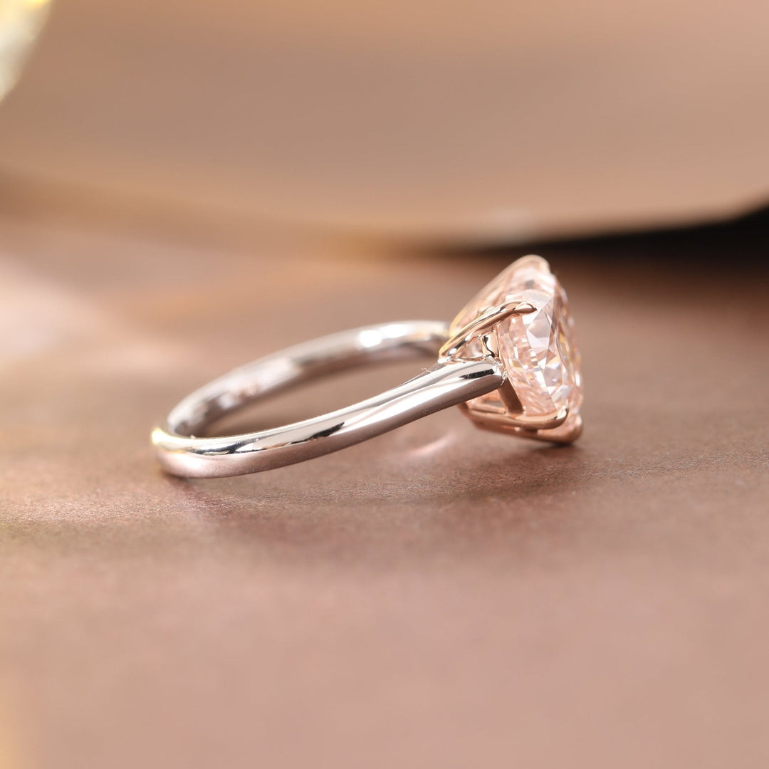 Heart - Shaped Pink Lab Diamond 4 Claw Prongs Basket Setting Solitaire Ring - FIORESE JEWELRY