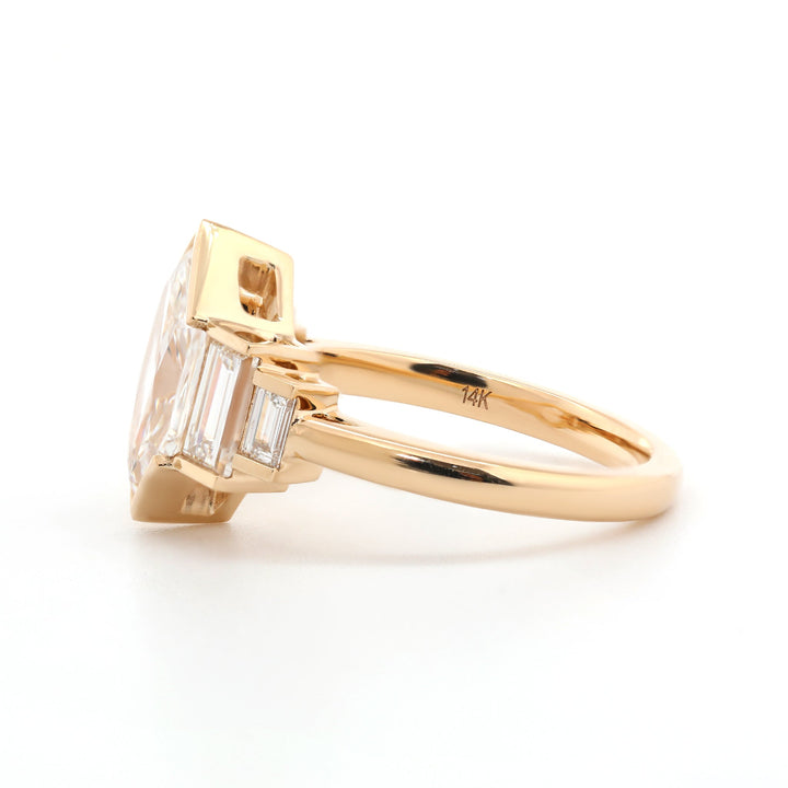 Hexagon Semi - Bezel Four - Stone Setting Ring - FIORESE JEWELRY