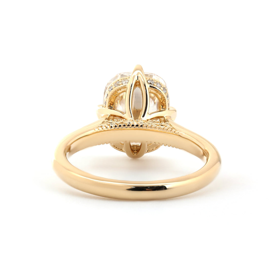 Hidden Halo Cathedral Design Cushion Brilliant Lab Diamond Solitaire Ring - FIORESE JEWELRY