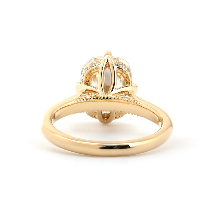 Hidden Halo Cathedral Design Cushion Brilliant Lab Diamond Solitaire Ring - FIORESE JEWELRY