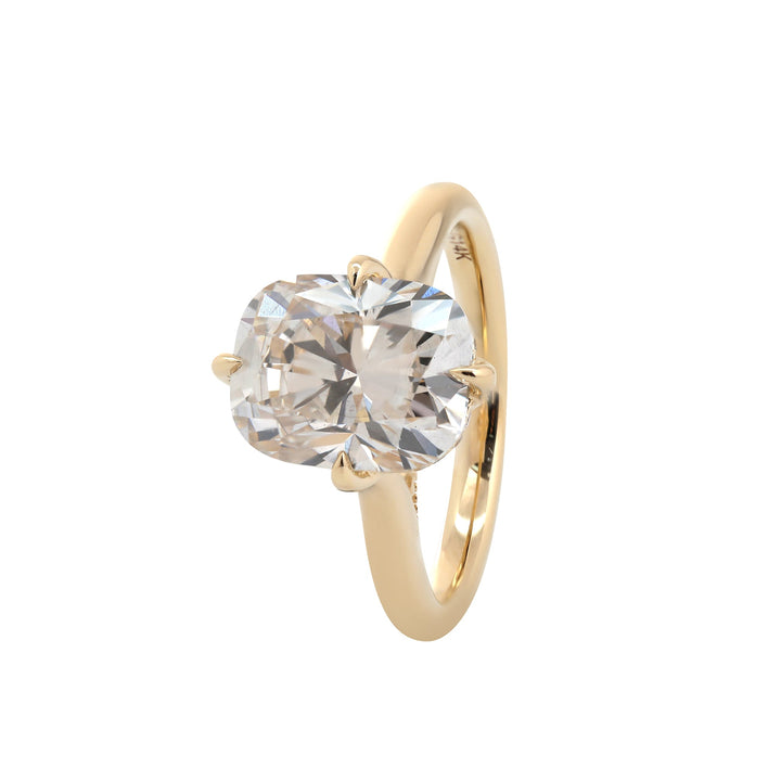 Hidden Halo Cathedral Design Cushion Brilliant Lab Diamond Solitaire Ring - FIORESE JEWELRY