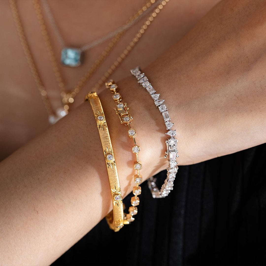 Lab Diamond Tennis Bracelet Featuring Four Diamond Shapes - FIORESE JEWELRY