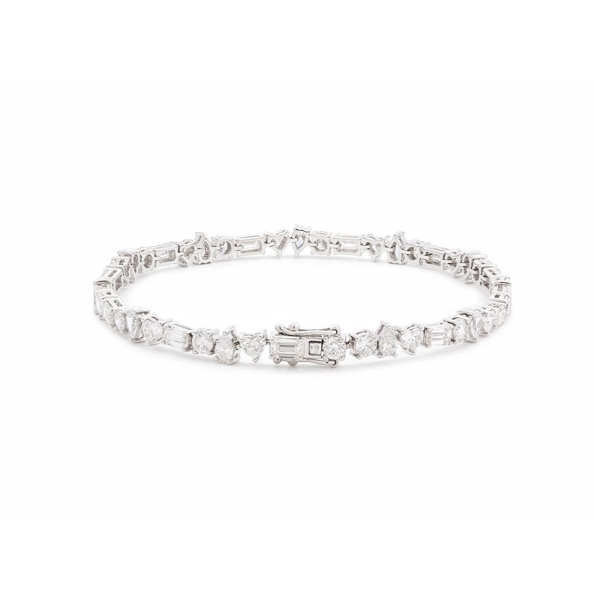 Lab Diamond Tennis Bracelet Featuring Four Diamond Shapes