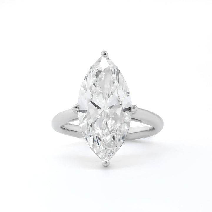 Marquise Cut Lab Diamond 4 Round Prongs Basket Solitaire Ring — Cathedral Design - FIORESE JEWELRY