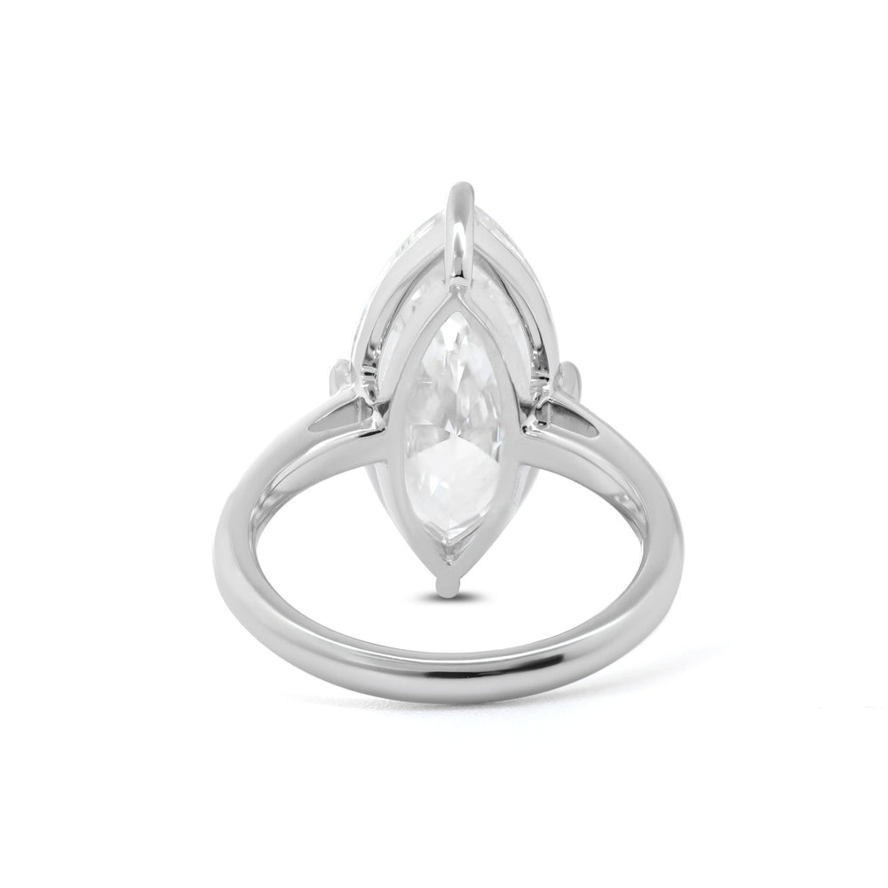 Marquise Cut Lab Diamond 4 Round Prongs Basket Solitaire Ring — Cathedral Design - FIORESE JEWELRY