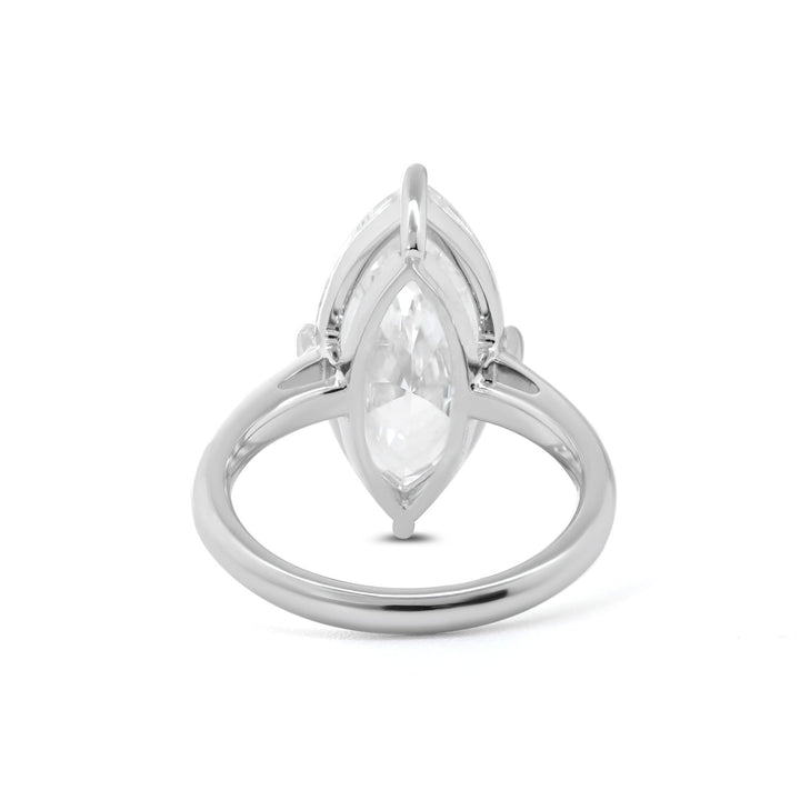 Marquise Cut Lab Diamond 4 Round Prongs Basket Solitaire Ring — Cathedral Design - FIORESE JEWELRY