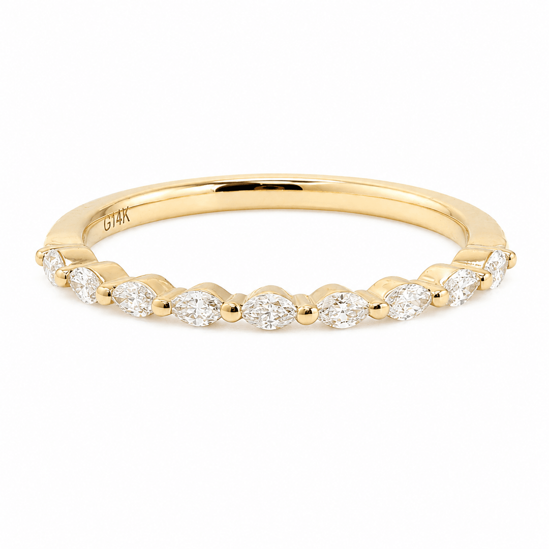 Marquise-Cut Lab Diamond East-West Half Eternity Wedding Ring - FIORESE JEWELRY