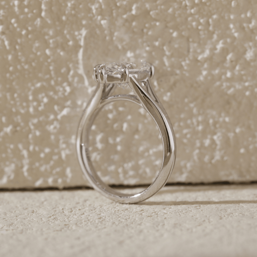 Marquise-Cut Lab Diamond Solitaire Ring with Floating Head and Split Band - FIORESE JEWELRY