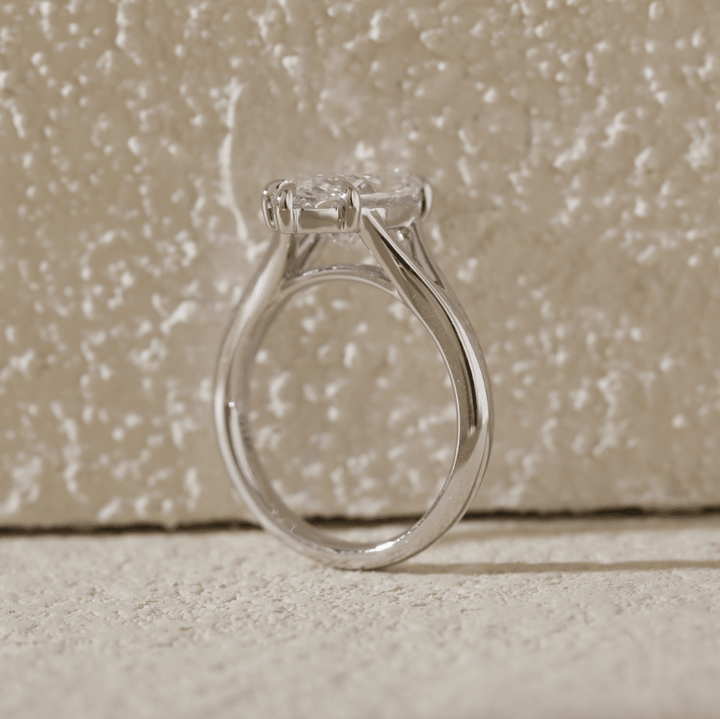 Marquise-Cut Lab Diamond Solitaire Ring with Floating Head and Split Band - FIORESE JEWELRY