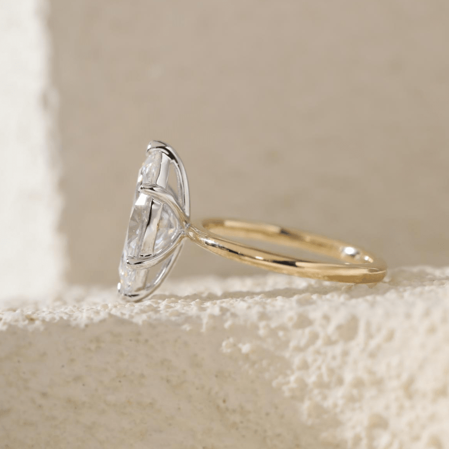 Marquise-Cut Lab Diamond Solitaire Ring with Six-Claw Prong Setting and Slim Band - FIORESE JEWELRY