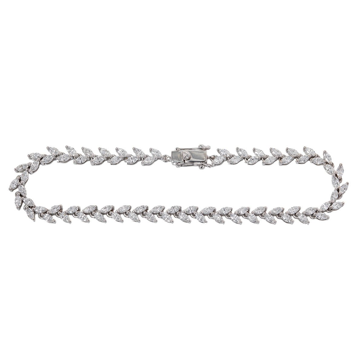 Marquise Cut Lab Diamond Two-Prong Basket Tennis Bracelet with Willow-Inspired Design