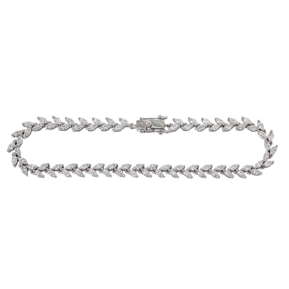 Marquise Cut Lab Diamond Two - Prong Basket Tennis Bracelet with Willow - Inspired Design - FIORESE JEWELRY
