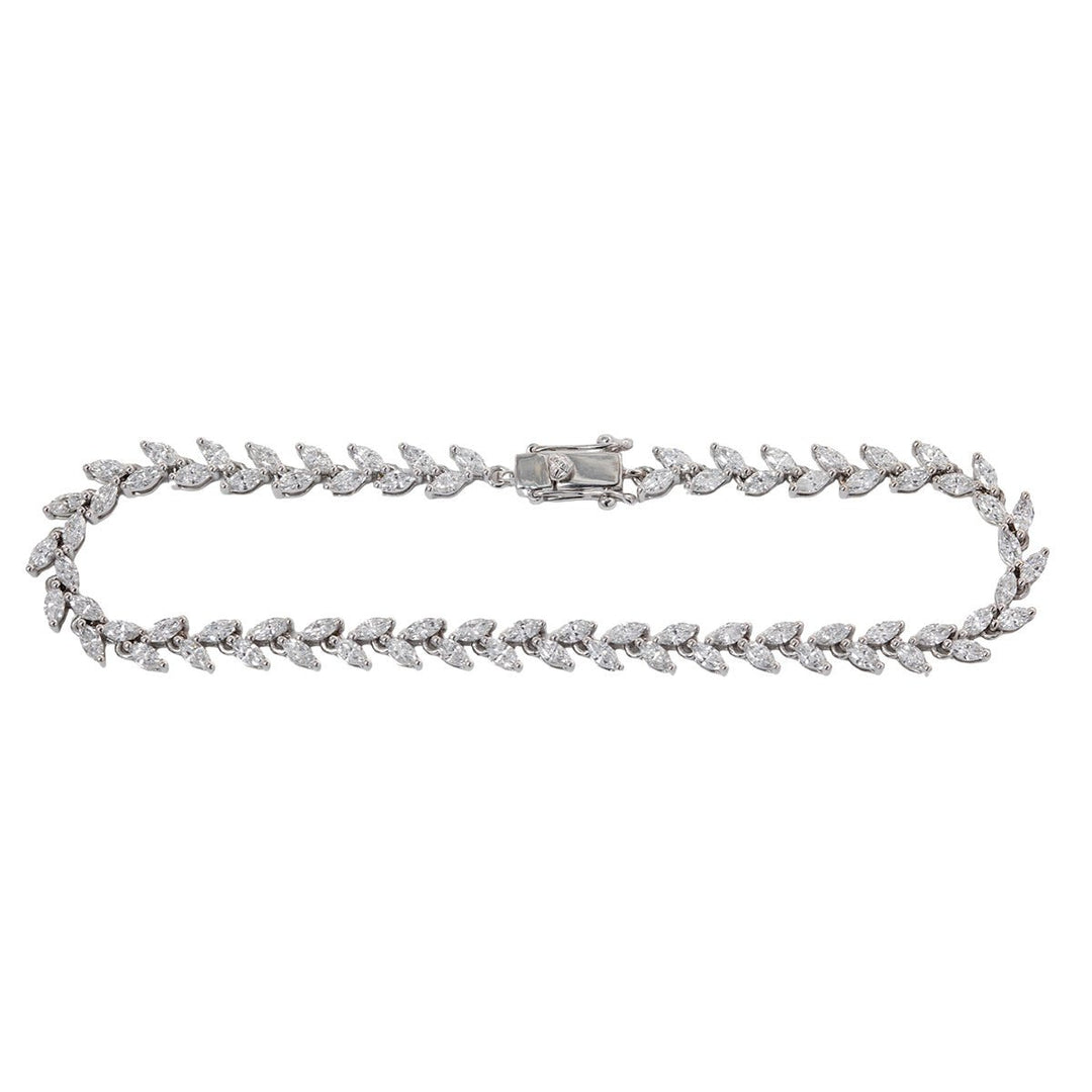 Marquise Cut Lab Diamond Two - Prong Basket Tennis Bracelet with Willow - Inspired Design - FIORESE JEWELRY