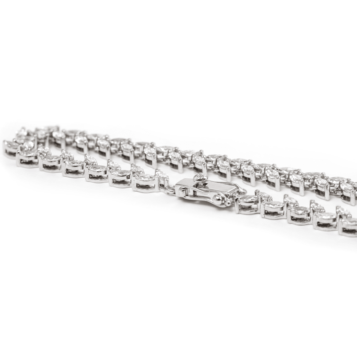 Marquise Cut Lab Diamond Two - Prong Basket Tennis Bracelet with Willow - Inspired Design - FIORESE JEWELRY