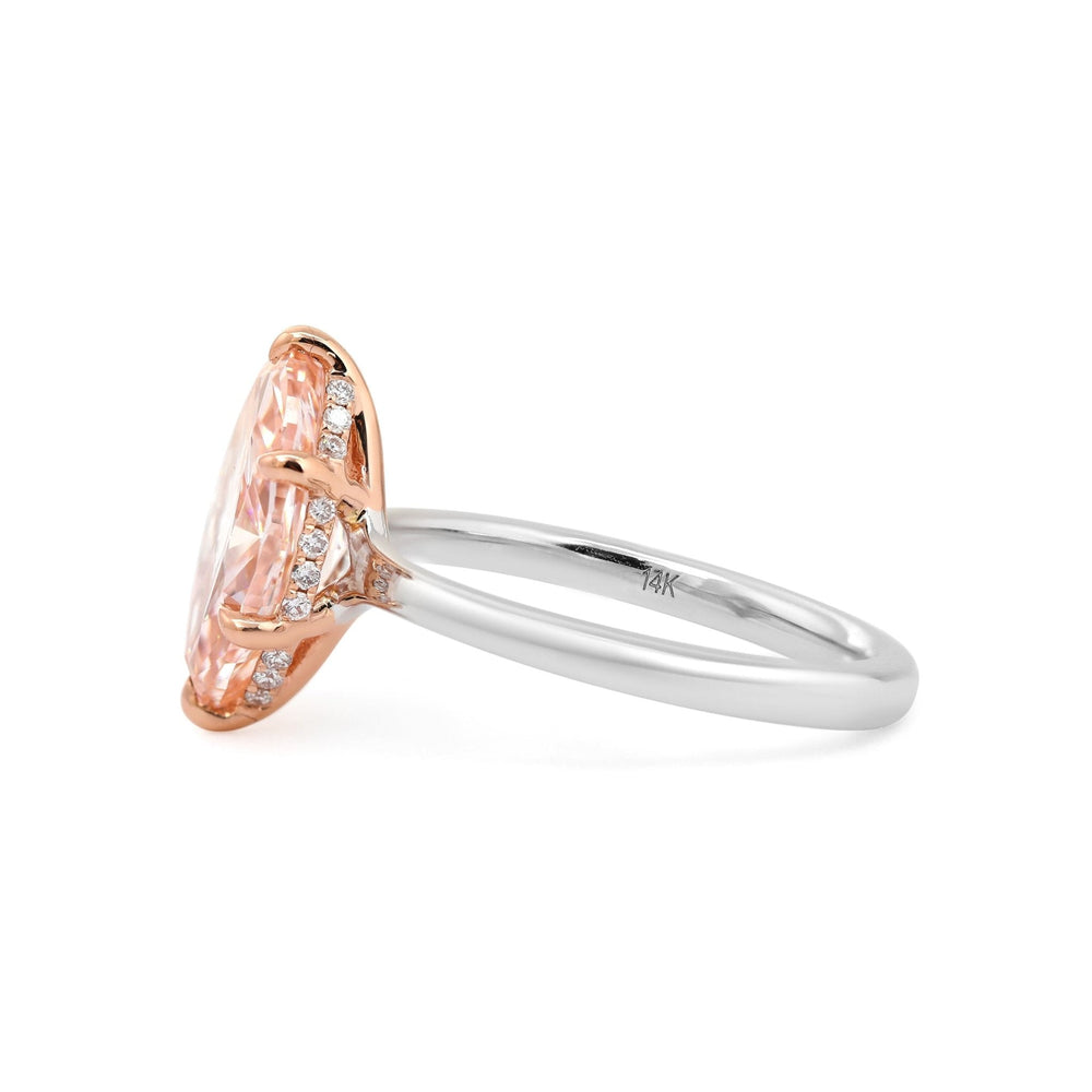 Marquise Pink Lab Diamond Soliatire Ring with Hidden Halo - FIORESE JEWELRY