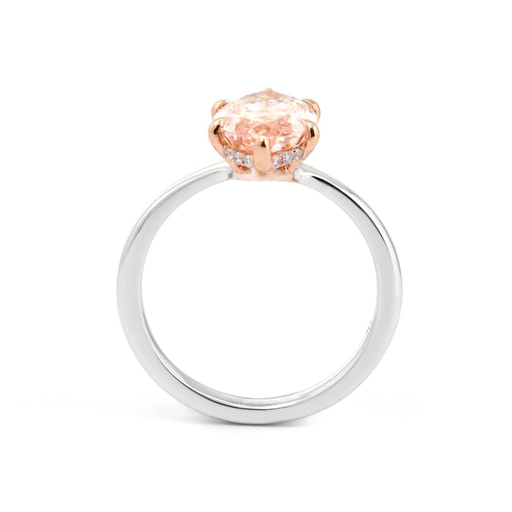 Marquise Pink Lab Diamond Soliatire Ring with Hidden Halo - FIORESE JEWELRY