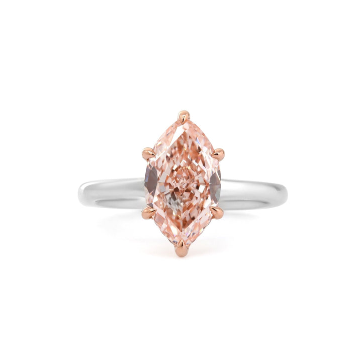 Marquise Pink Lab Diamond Soliatire Ring with Hidden Halo - FIORESE JEWELRY