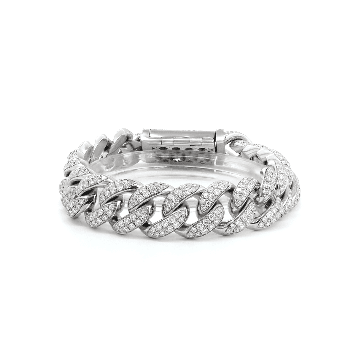Men's Iced-Out Cuban Link Bracelet with Round Lab Diamonds
