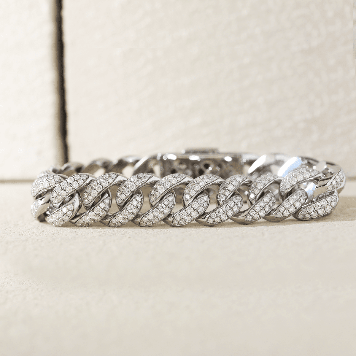 Men's Iced-Out Cuban Link Bracelet with Round Lab Diamonds