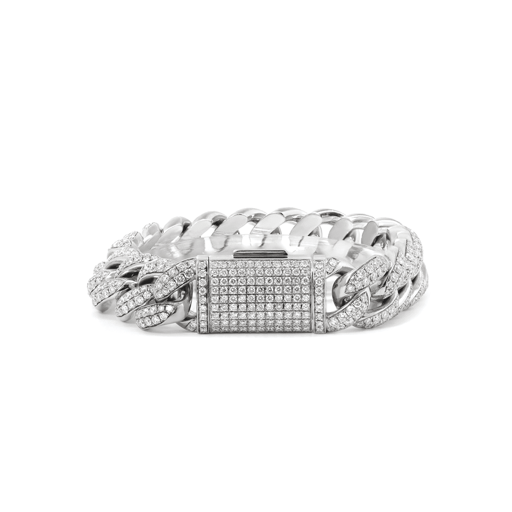 Men's Iced - Out Cuban Link Bracelet with Round Lab Diamonds - FIORESE JEWELRY