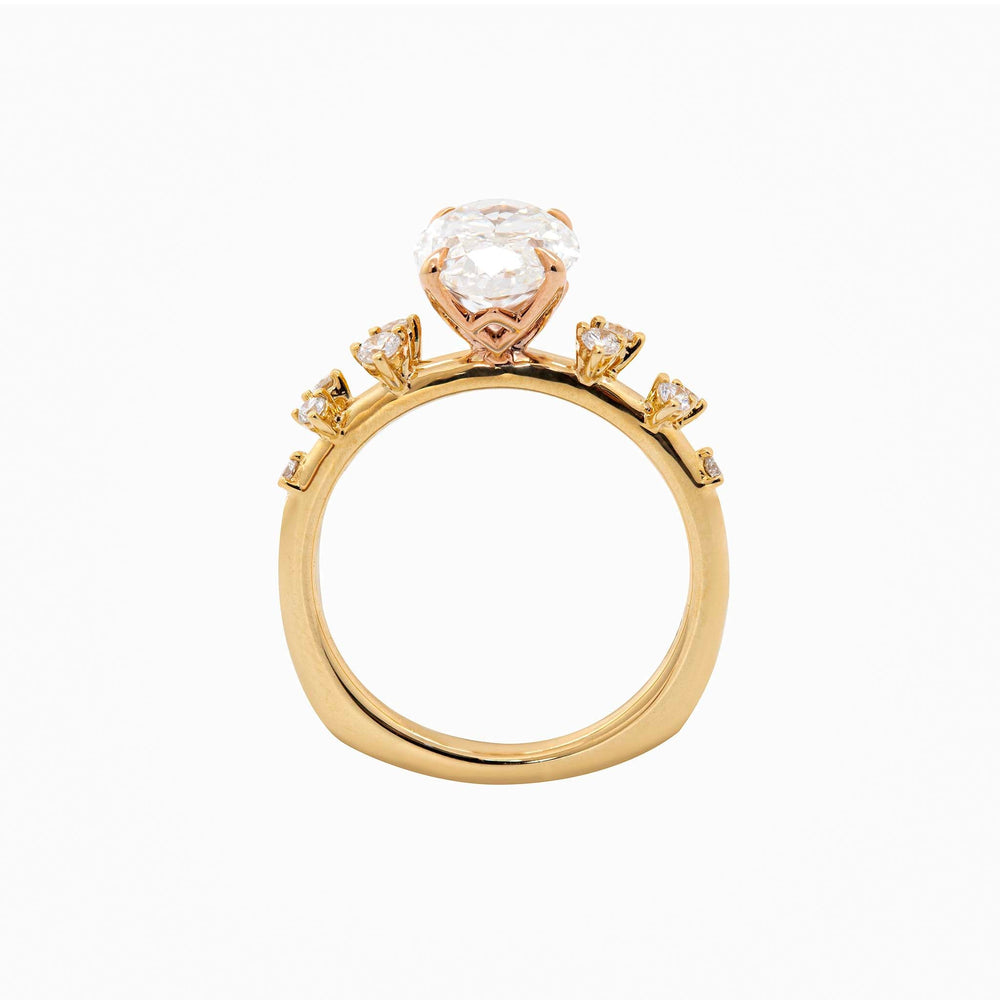 Natural Inspired Oval Modified Brilliant Cut Lab Diamond Ring with European Shank Design - FIORESE JEWELRY