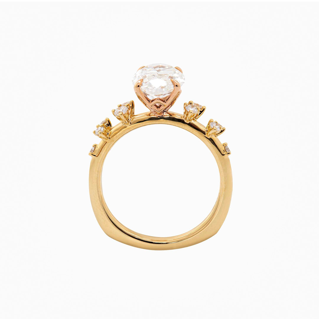 Natural Inspired Oval Modified Brilliant Cut Lab Diamond Ring with European Shank Design - FIORESE JEWELRY