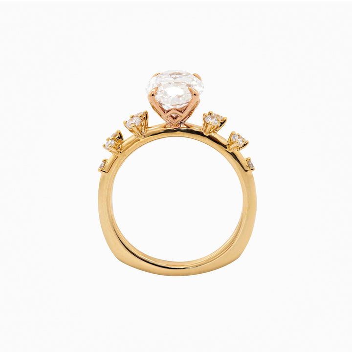 Natural Inspired Oval Modified Brilliant Cut Lab Diamond Ring with European Shank Design - FIORESE JEWELRY
