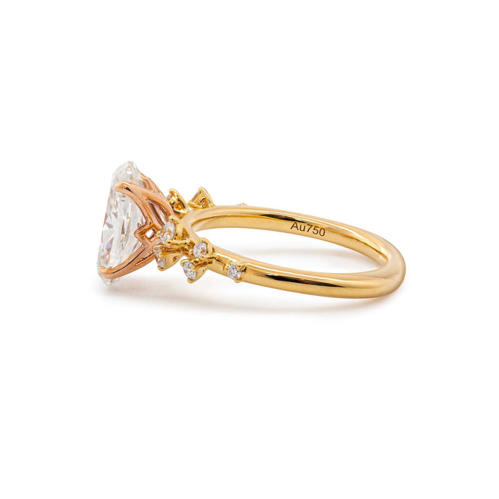 Natural Inspired Oval Modified Brilliant Cut Lab Diamond Ring with European Shank Design - FIORESE JEWELRY