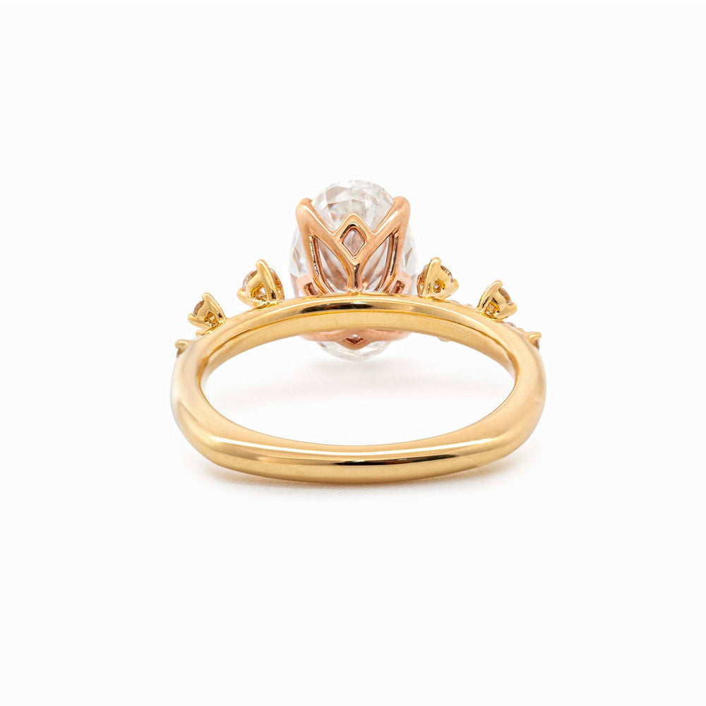 Natural Inspired Oval Modified Brilliant Cut Lab Diamond Ring with European Shank Design - FIORESE JEWELRY