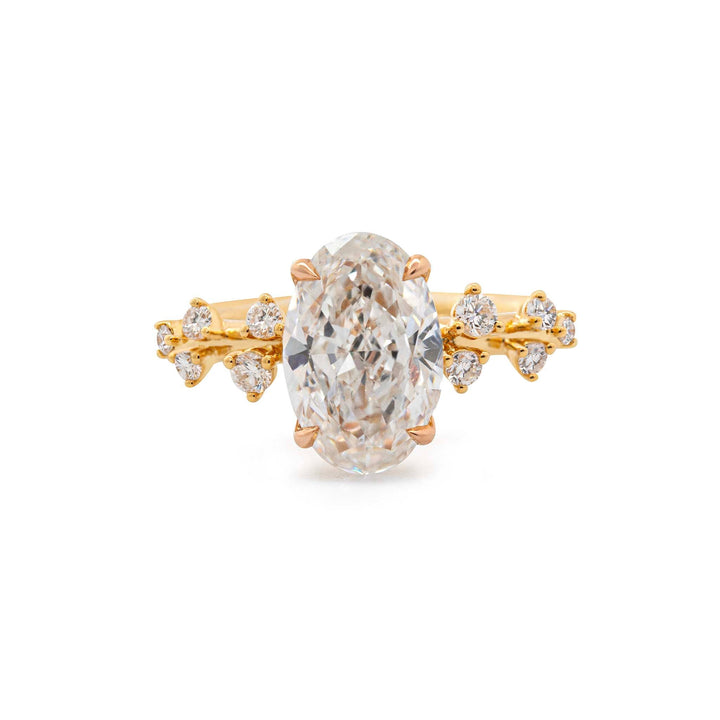 Natural Inspired Oval Modified Brilliant Cut Lab Diamond Ring with European Shank Design - FIORESE JEWELRY