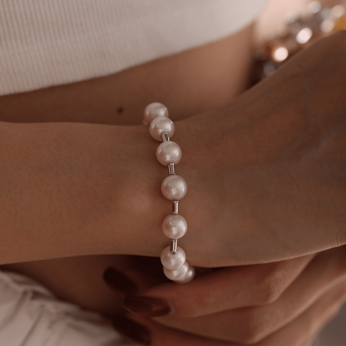 Near - Round Freshwater Pearl Station Bracelet - FIORESE JEWELRY