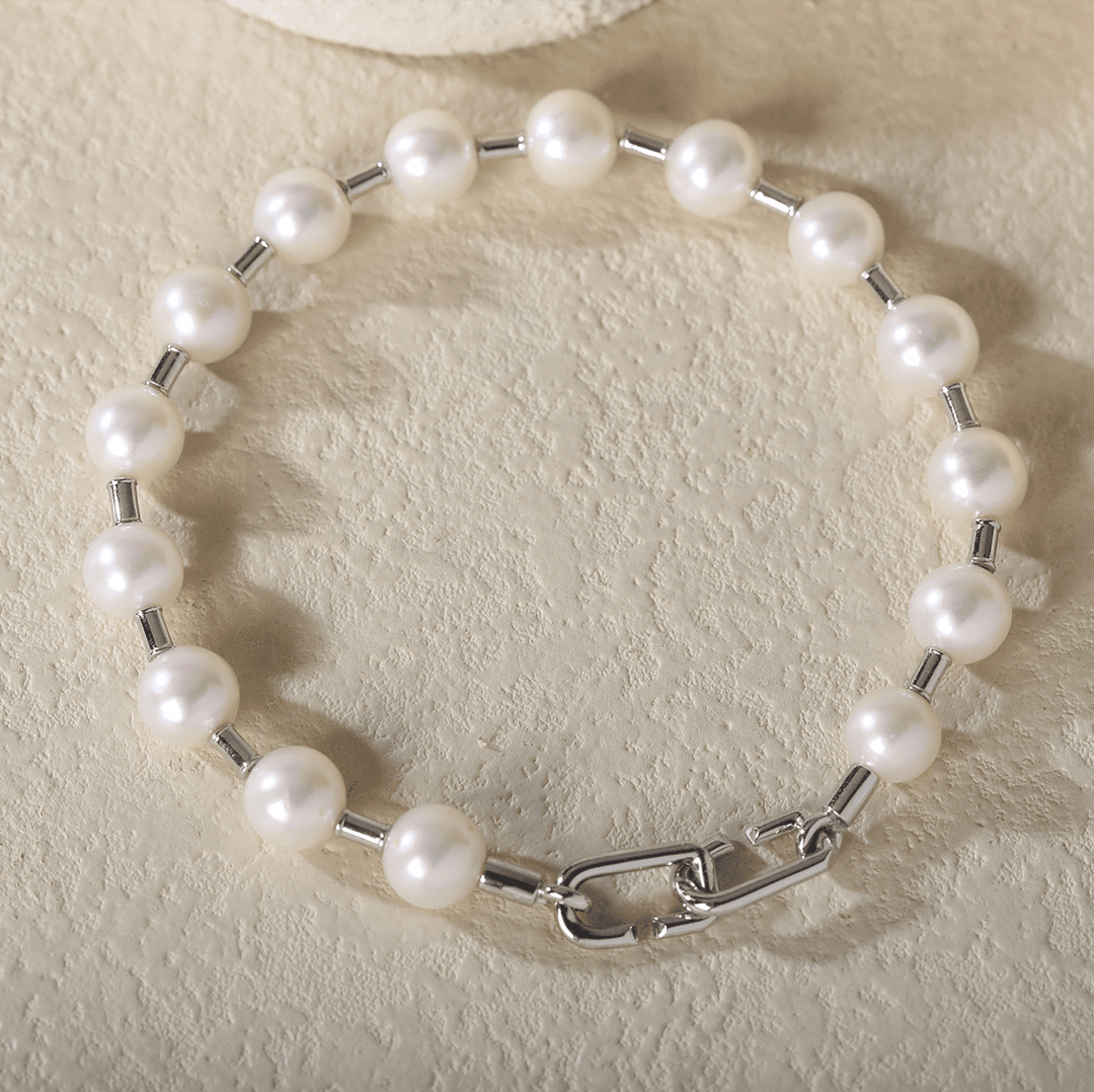 Near - Round Freshwater Pearl Station Bracelet - FIORESE JEWELRY