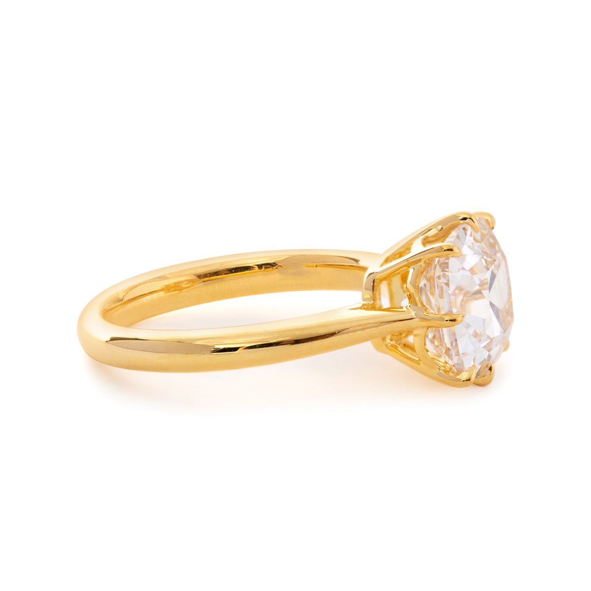 Old Mine-Cut Cushion Lab Diamond 8-Prong Basket Solitaire Ring