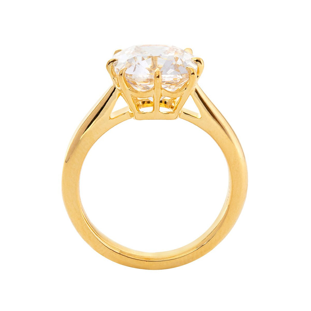 Old Mine - Cut Cushion Lab Diamond 8 - Prong Basket Solitaire Ring - FIORESE JEWELRY