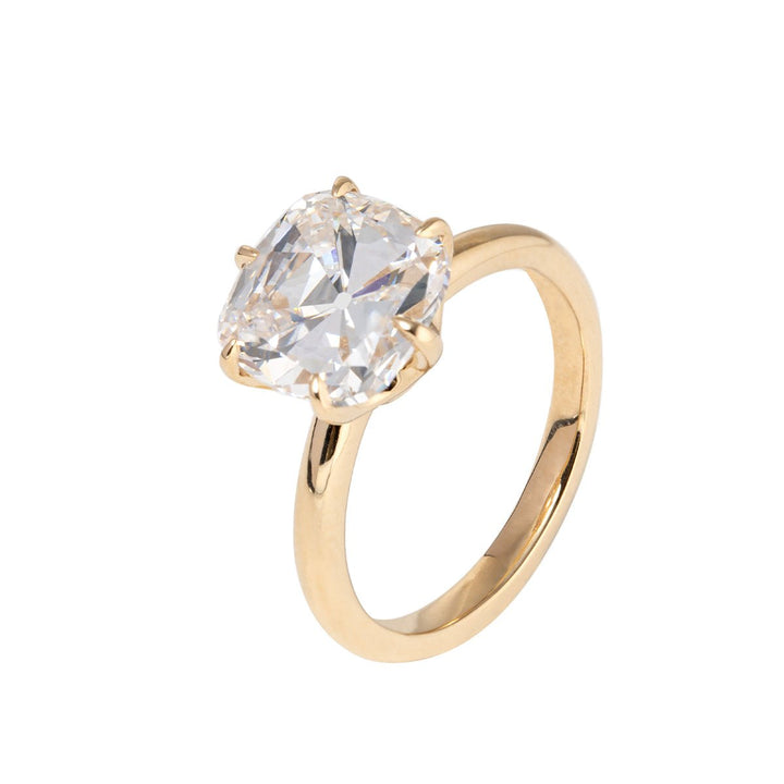 Old Mine - Cut Lab Diamond 6 - Prong Floral Basket Vintage Solitaire Ring - FIORESE JEWELRY