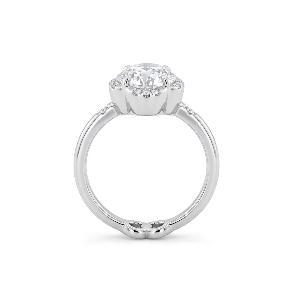 Old Mine-Cut Lab Diamond Ring with Buckle-Inspired Shank Design - FIORESE JEWELRY