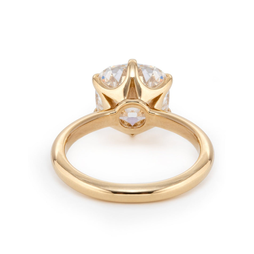 Old Mine - Cut Lab Diamond Solitaire Ring with Floral Setting - FIORESE JEWELRY