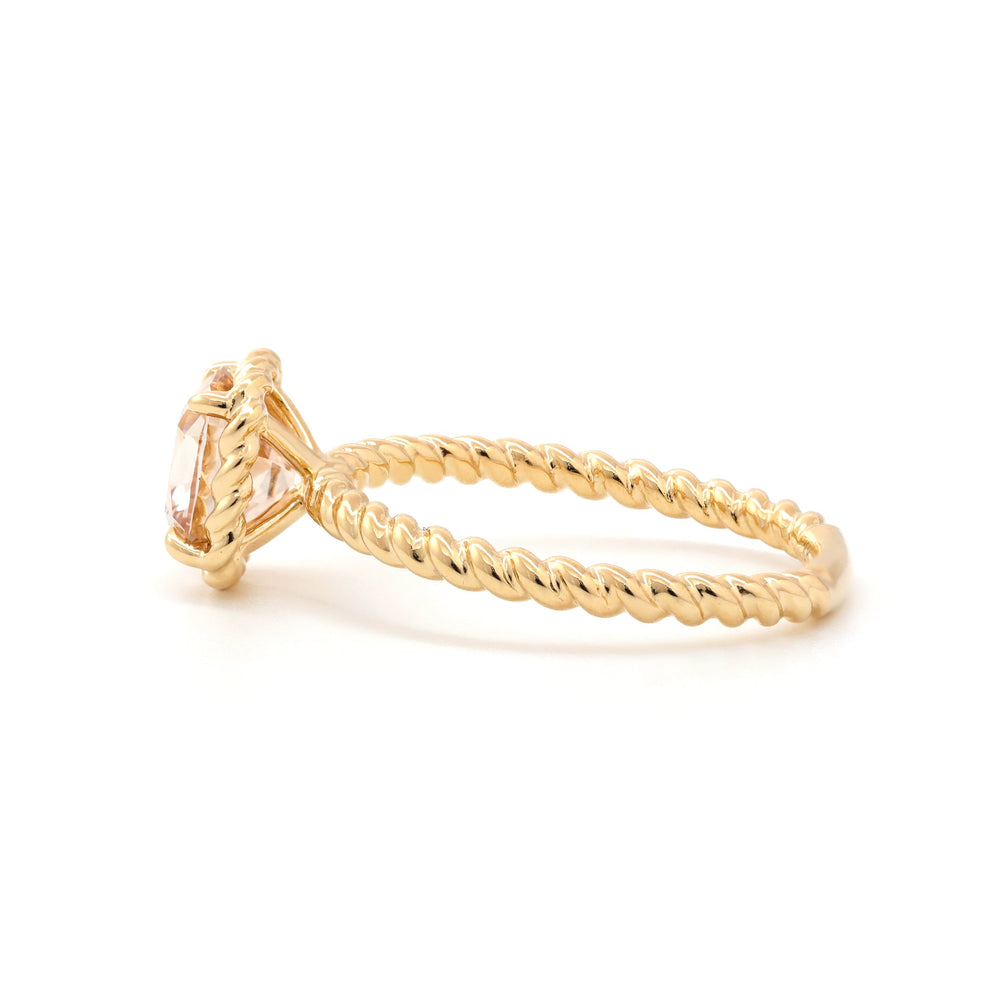 Old Mine-Cut Lab Diamond Solitaire Ring with Twisted Rope Gallery - FIORESE JEWELRY