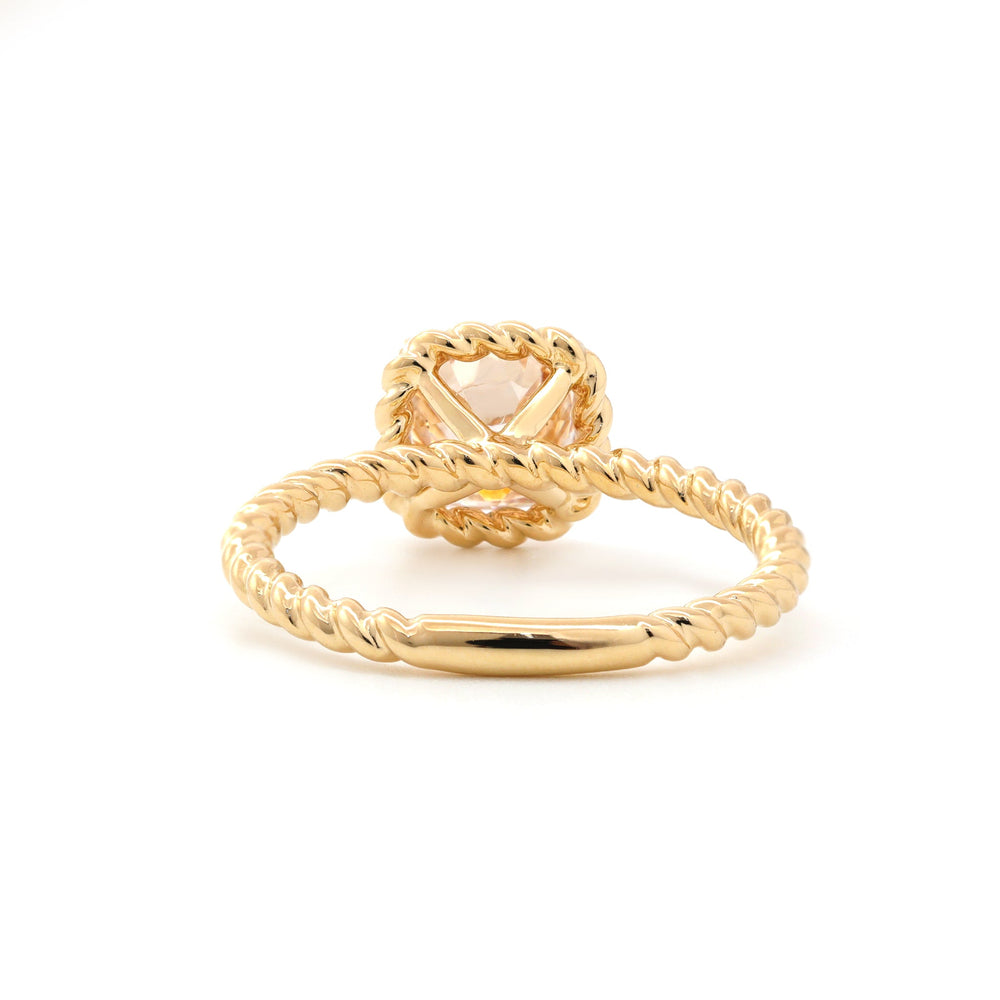 Old Mine-Cut Lab Diamond Solitaire Ring with Twisted Rope Gallery - FIORESE JEWELRY