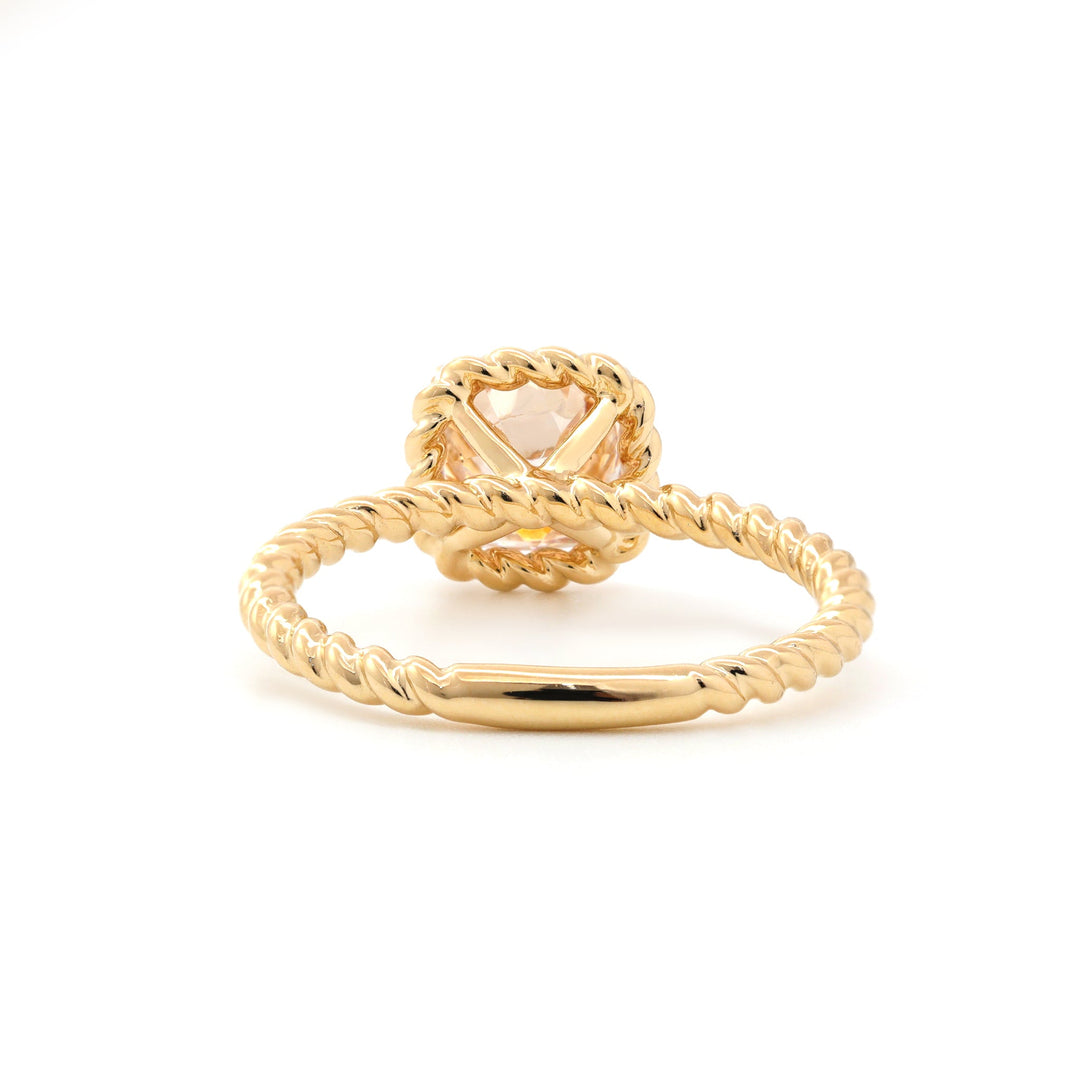 Old Mine-Cut Lab Diamond Solitaire Ring with Twisted Rope Gallery - FIORESE JEWELRY