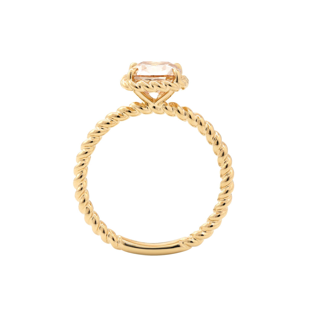 Old Mine-Cut Lab Diamond Solitaire Ring with Twisted Rope Gallery - FIORESE JEWELRY
